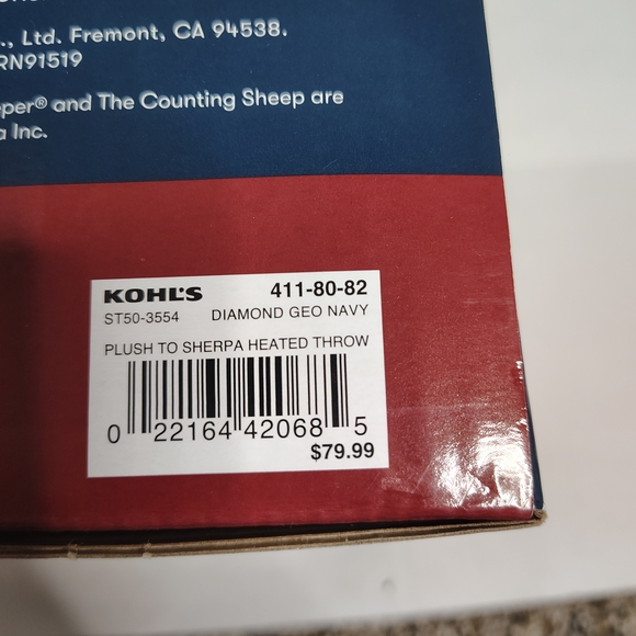 Serta Electric Blanket Blue White Plush With Sherpa Reverse Heated Blanket 50x60 - Picture 5 of 5